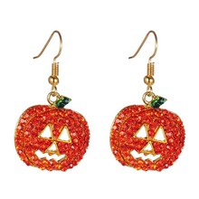 跨境万圣节饰品南瓜耳钉个性圣诞耳环镶钻时尚女士耳饰厂家直供