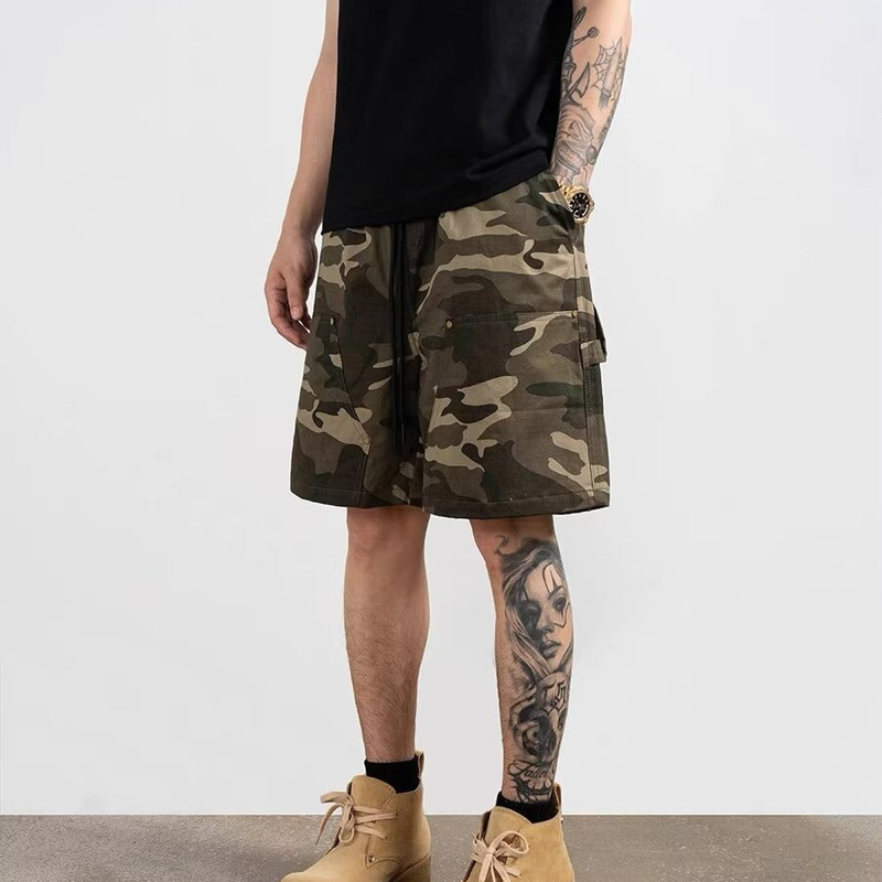 American Camouflage Logging Tooling Shorts Men's oversize Trendy Brand Mountaineering and Cycling Casual Pants Summer Thin Pants