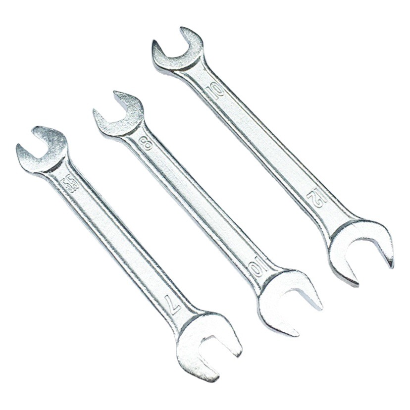 Llave de doble punta con extremos abiertos dobles, diseño bifurcado, herramienta de ferretería para distribución, tamaños 7-8-10-12-14-13-15-17-19.