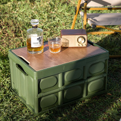 車載収納ボックスキャンプ折りたたみボックス多機能木製カバー整理ボックスキャンプトランク収納ボックスアウトドア