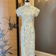 Blue Wind Ling 2025 Spring and Summer New Cool Short-sleeved Fashionable New Chinese-style Vertical Collar Split Waist Slim-fit dress
