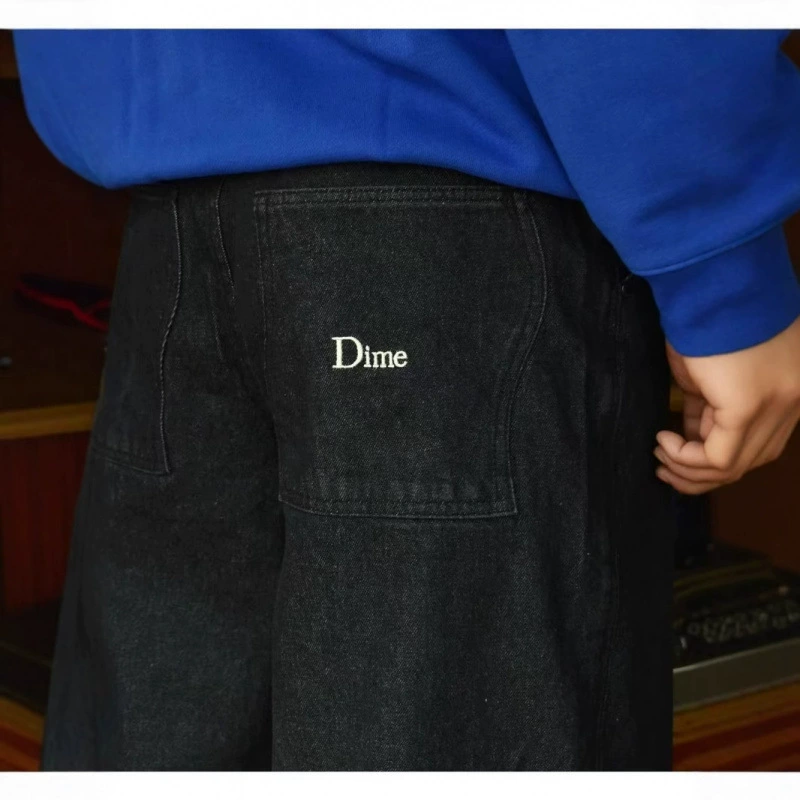 Трендовый уличный скейтборд Dime Baggy Straight Loose Leisure Denim Pants Washed Denim Trip Male
