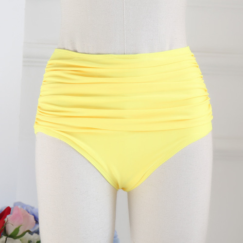 Wholesale High-Waisted Elastic Pleated Brief Swim Trunks Conservative Cover-Belly Multi-Color Large Triangle Swim Trunks