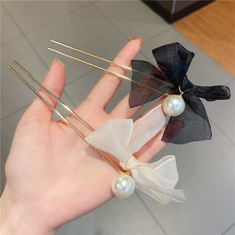 Mori de las mujeres updo en forma de U clip elegante accesorios para el cabello tocado chica Hada cinta arco horquilla de las mujeres de encaje