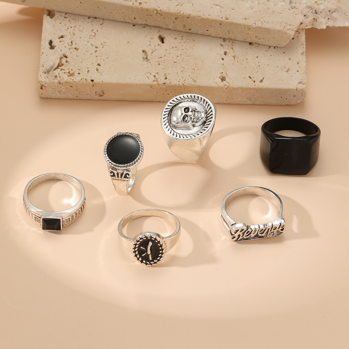 Plating Design Hip-Hop Letter Constellation Skull Alloy Plating Halloween Unisex Rings