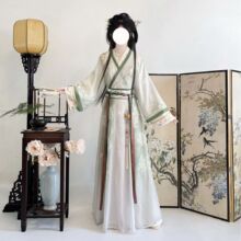 红鲤记原创【秋墨染】汉服女晋制交领一片式齐腰破裙国风日常套装