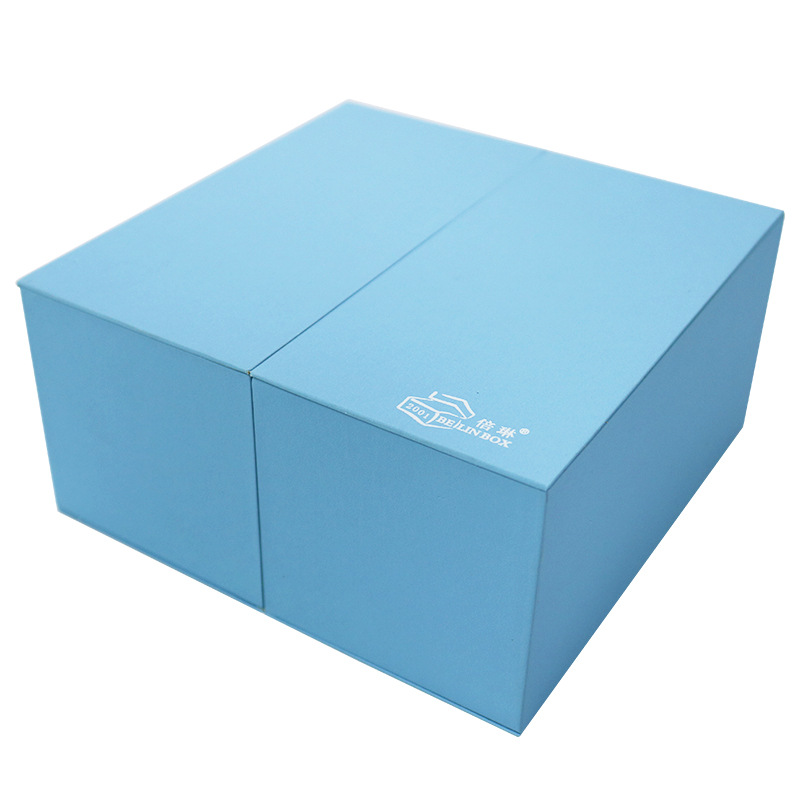 Custom doble caja de lápiz labial plegable caja de perfume azul cielo caja de embalaje de cosméticos recubierto caja de regalo de aceite esencial personalizada image 6