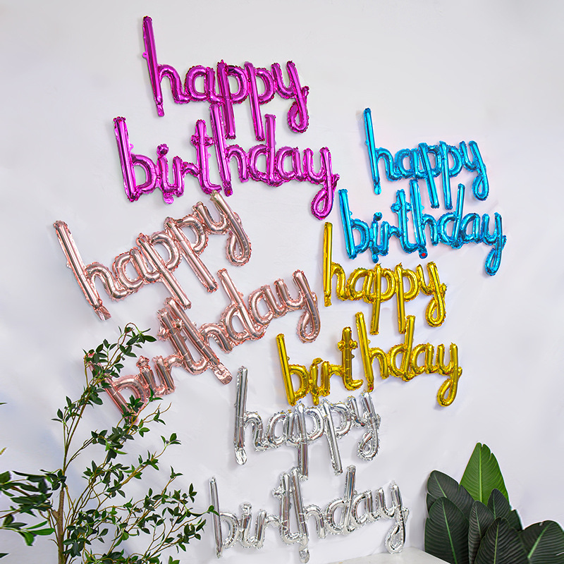 Carta siamesa minúscula feliz cumpleaños globo de película de aluminio paquete de tarjeta de papel feliz juego de letras globo