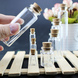 Free Shipping of 10 Cork Small Glass Bottles with Aluminum Lids, Mini Drift Bottles, Wishing Bottles, Transparent Hangings, Kindergarten Environmental Creation