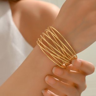European and American Cross-border Fashion Bracelet Minimalist Personalized Multi-layer Hollow Open Arm Ring Niche Light Luxury Geometric Cross Bracelet