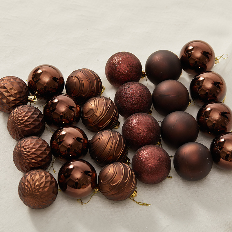 Madera de 6cm color de color de Navidad pintada Bolas de Navidad decoraciones de oro rojo café Bolas de color
