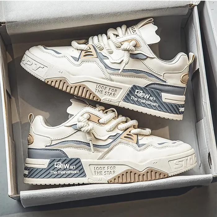 Zapatos de hombre otoño 2025 nuevos deportes casuales tendencia de estudiantes coreanos con suela gruesa aumentada popular explosión zapatos de skate para hombres