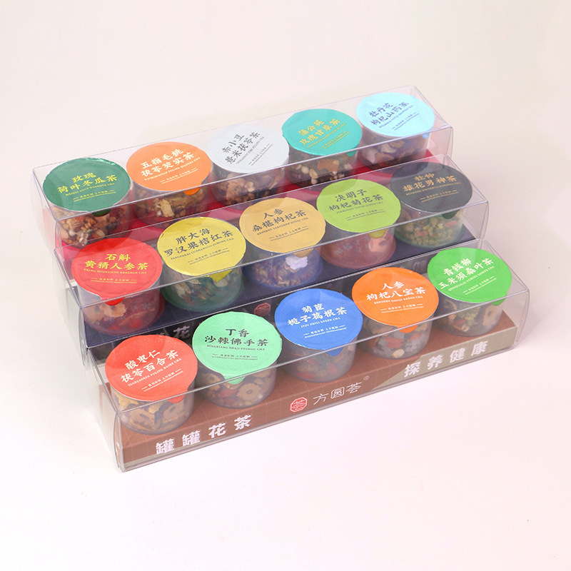 Source Factory Small Canned Scented Tea, Cassia Seed Tea, Ginseng Tea, 5 Cans/Box Combination Tea, 15 Types of Souvenirs