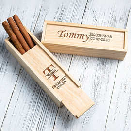 木质雪茄收纳盒实木滑盖包装盒木盒桌面抽屉收纳整理盒BSCI