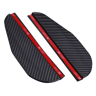 High-End Carbon Fiber Rain Shield for Rearview Mirrors, A-Grade Rain Cover for Mirrors (Sun visor rearview mirror) - black-red-18566mm