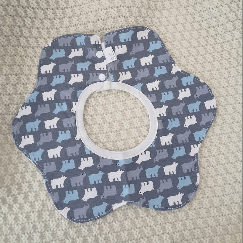 Bebé recién nacido otoño e invierno nuevo estilo flor saliva toalla algodón bebé impermeable escupir babero 360 grados rotación