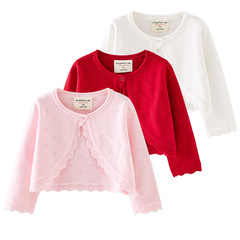 2024 Summer Children's Knitted Cardigan Top Outerwear Baby Toddler Sweater Small Cape Air Conditioning Shirt Girl Child Thin