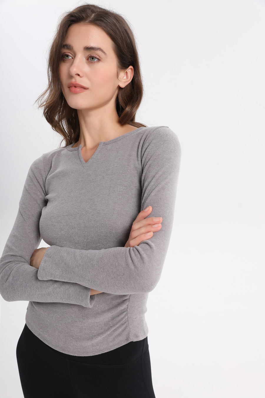 Långärmad yoga tröja för dam sportig och elastisk_voghion.com