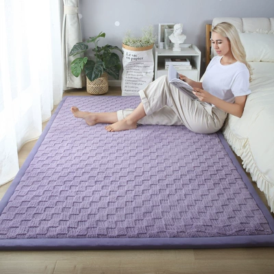 Bedroom Living Room Bedside Carpet – Avtomobil döşəmə paspasları - checkerboard-purple-50150cm-22cm-thickening
