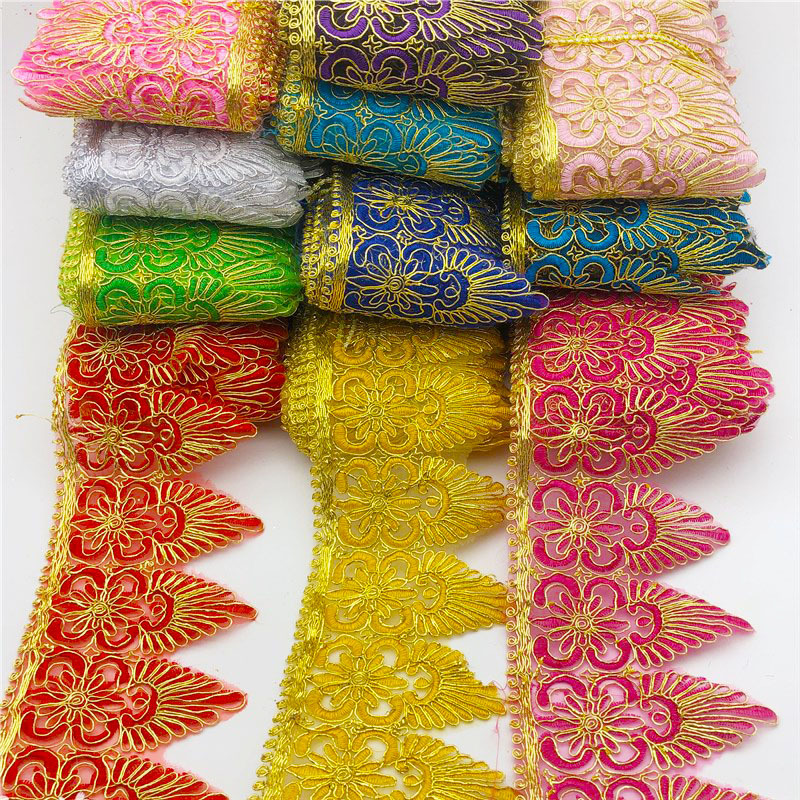 现货供应彩色刺绣花边车骨花边婚纱配饰蕾丝车骨水溶花朵花边