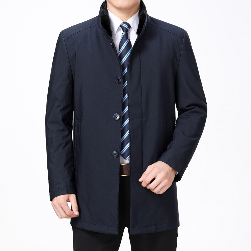 Middle-aged and elderly men's down jacket 24 new winter thickened long warm father coat mink fur coat