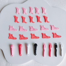 夏日多巴胺粉色迷你靴子高跟鞋话筒合金材料diy项链手机链发夹配