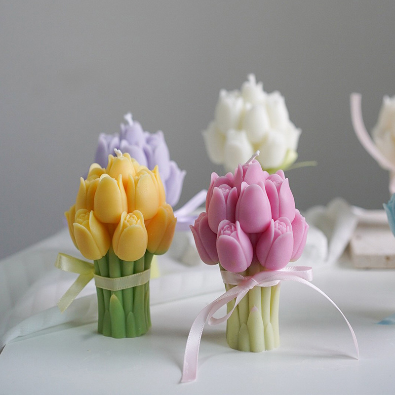 Tulipanes, flores, flores, velas de aromaterapia, velas de atmósfera, regalos de San Valentín, decoraciones de velas de aromaterapia