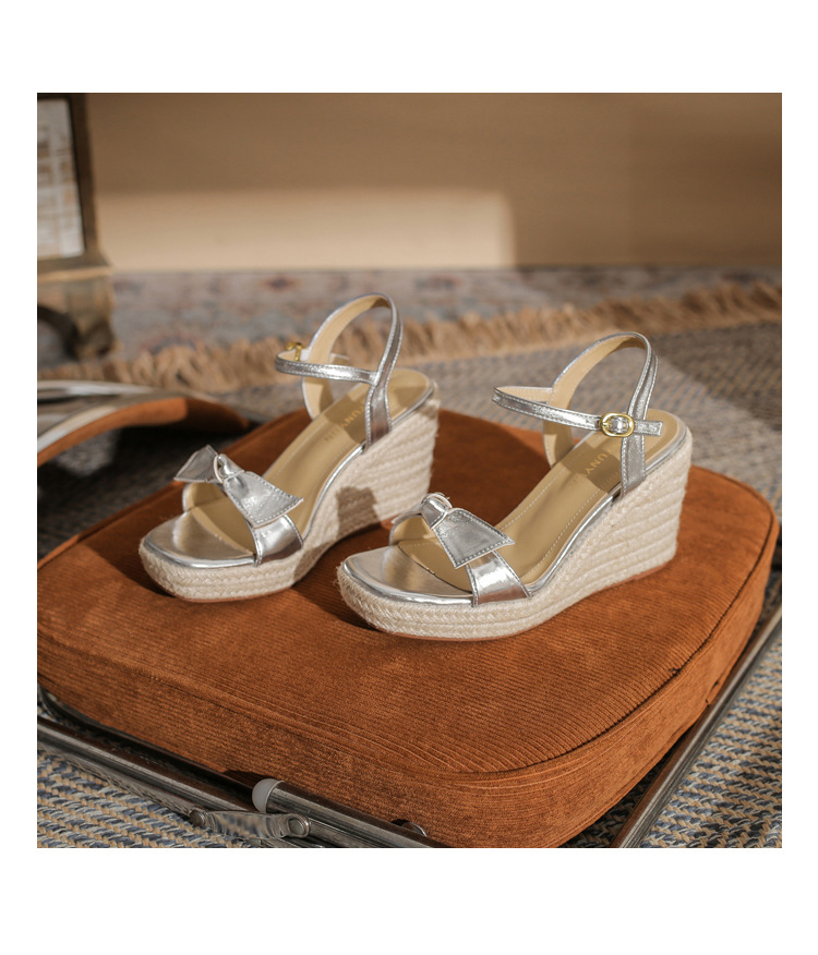 Sandal cao gót nữ hở mũi đế xuồng bện thừng gót 9 cm — màu vàng chi tiết 19