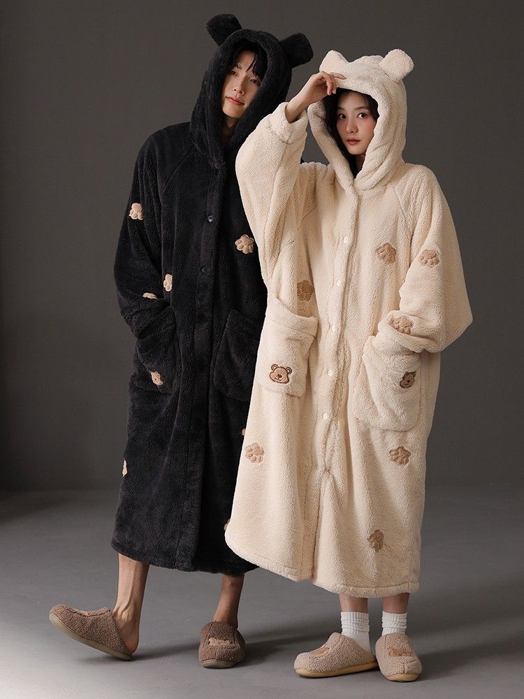 2024 New Couple Pajamas Women's Autumn and Winter Thickened Coral Velvet Men's Pajamas Set Home Clothes