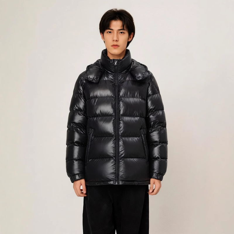 Autumn and Winter Men's Thickened Down Jacket Noodles Hooded White Duck Down Waterproof Warm Jacket Classic Mid-length Men's Jacket