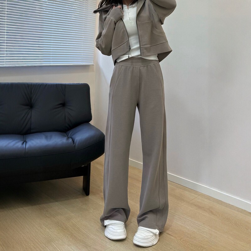 In stock! !LU same style spring waffle knit wide-leg women's loose-fitting drapey straight casual versatile mid-waist sports pants In stock! !LU same style spring waffle knit wide-leg women's loose-fitting drapey straight casual versatile mid-waist sports pants