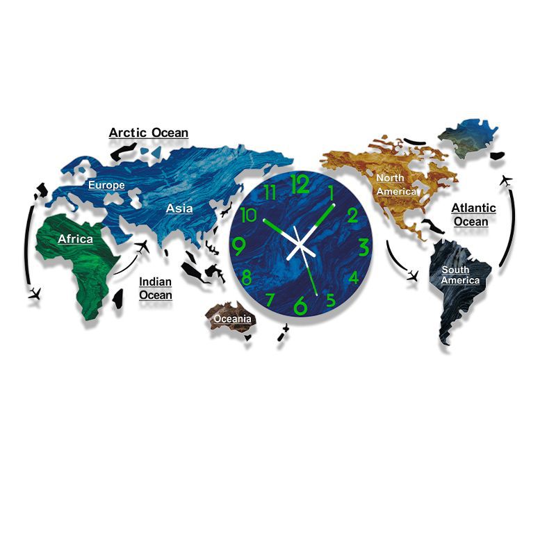 Art Bell Beauty Map Reloj de asiento creativo Adornos Accesorios para el hogar Sala de estar Escritorio Gabinete de TV Decoraciones Mesita de noche Reloj de mesa