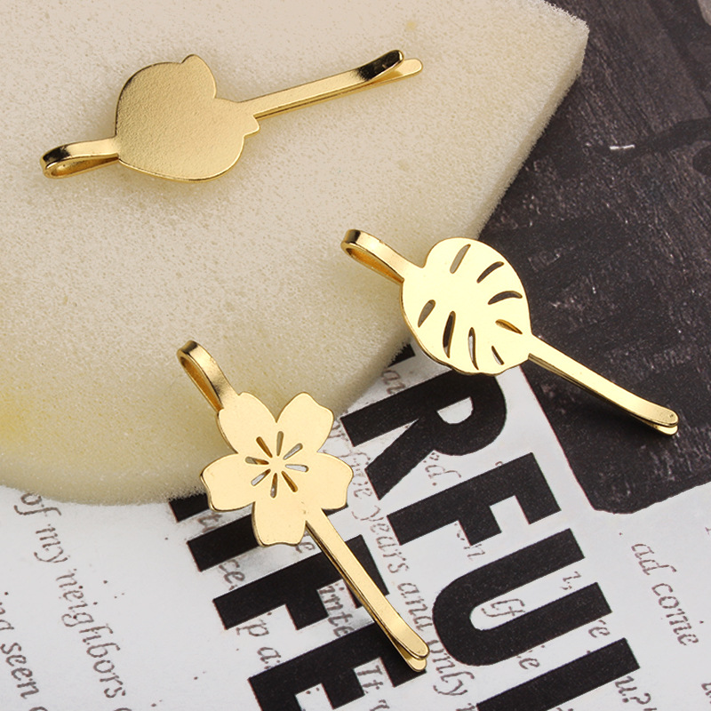 厂家定制创意发夹书签异形一字夹造型金属夹头饰边夹可少批量定制|ru