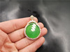 Agate stone inlay jade, green pendant, protective amulet, buckle, silver 925 sample