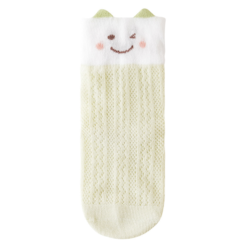 Calcetines para niños, calcetines de malla transpirables y absorbentes de sudor para mujer, calcetines sin huesos de algodón peinado para recién nacidos de dibujos animados lindos al por mayor