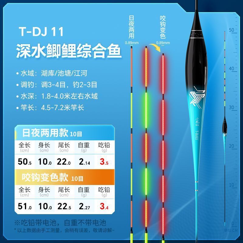 Nocturno flotante gancho de mordida decolor alta sensibilidad día y noche doble uso electrónico llamativo flotante salvaje carpa carpa flotante fábrica de comercio