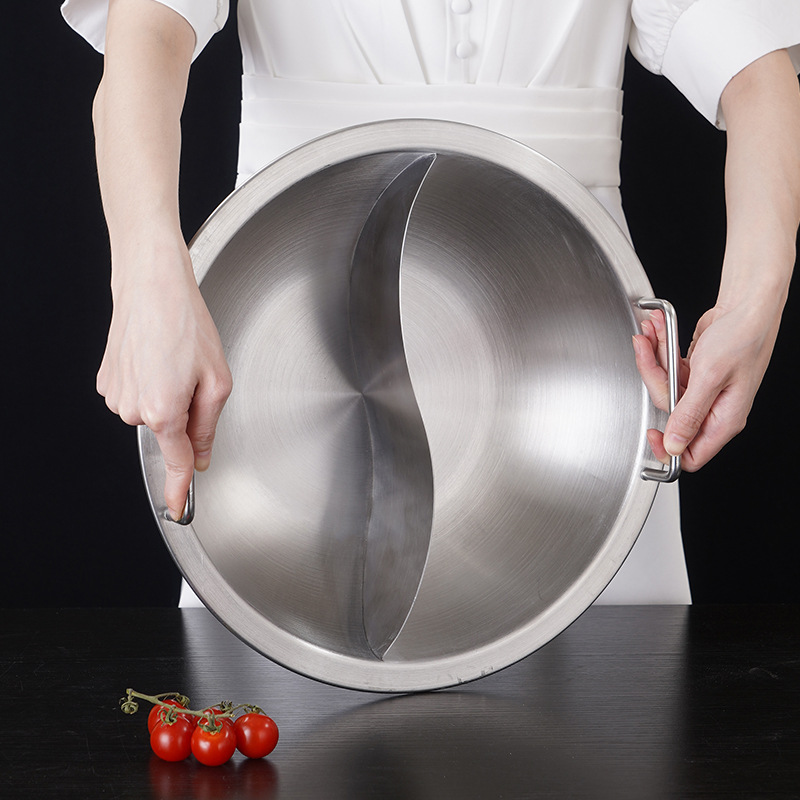 不锈钢火锅锅鸳鸯锅商用下沉火锅锅具电磁炉专用火锅盆火锅店专用