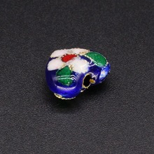 传统高温掐丝珐琅花丝银蓝DIY饰品配件隔珠景泰蓝13#鸡心E18