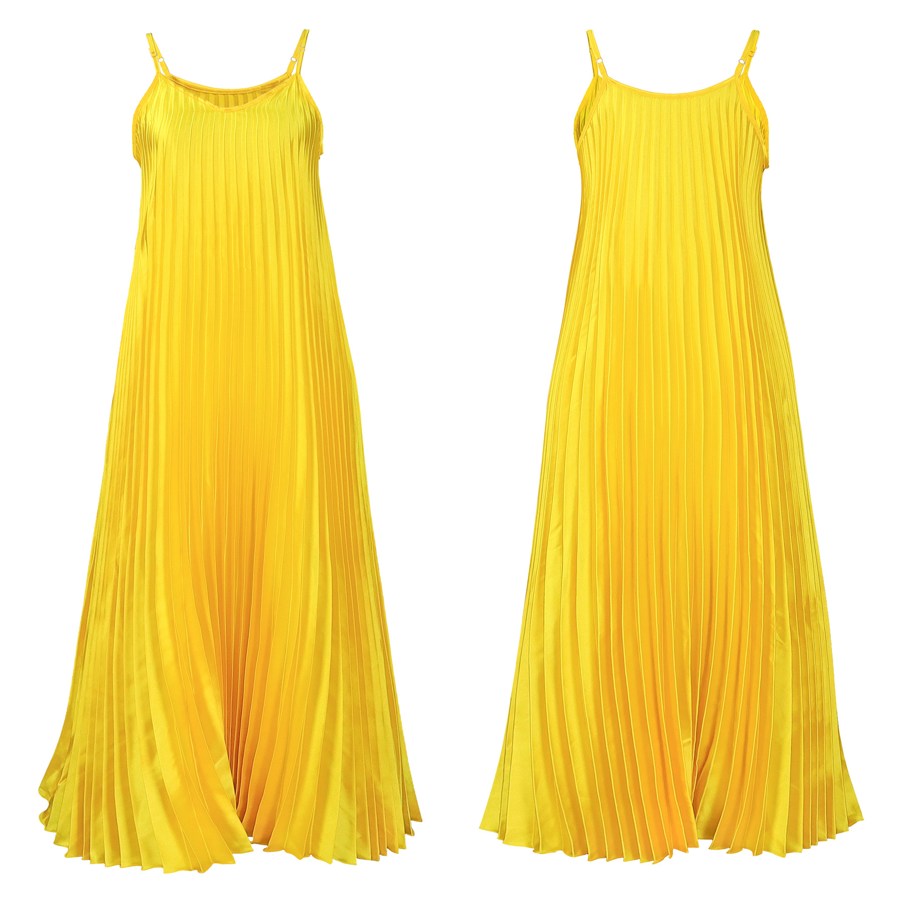 Women's Strap Dress Sexy V Neck Pleated Sleeveless Solid Color Maxi Long Dress Holiday Daily display picture 31