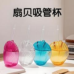国境を越えた貝殻の形をしたプラスチックストローカップビーチカーニバルホリデーパーティーホットジュースコールドドリンクプラスチックストローカップ