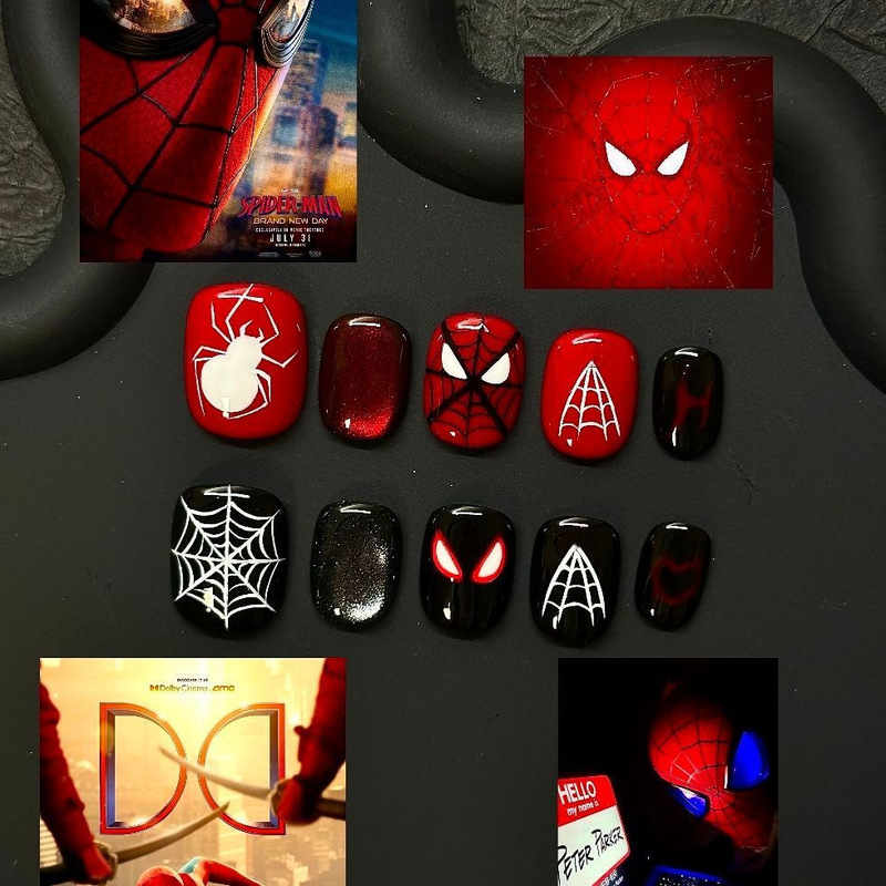 Marvel Spider-Man Wearable Nails, Unique and Trendy Cartoon 2D Hero Style Fake Nail Stickers, Cross-Border Factory Marvel Spider-Man Wearable Nails, Unique and Trendy Cartoon 2D Hero Style Fake Nail Stickers, Cross-Border Factory