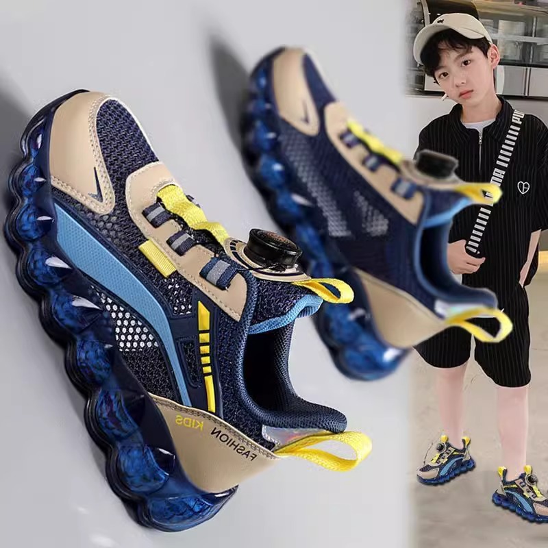 Zapatos para niños verano 2025 nuevos zapatos de malla para niños transpirables zapatos de malla única para niños grandes, zapatos deportivos para ancianos, cojín de aire