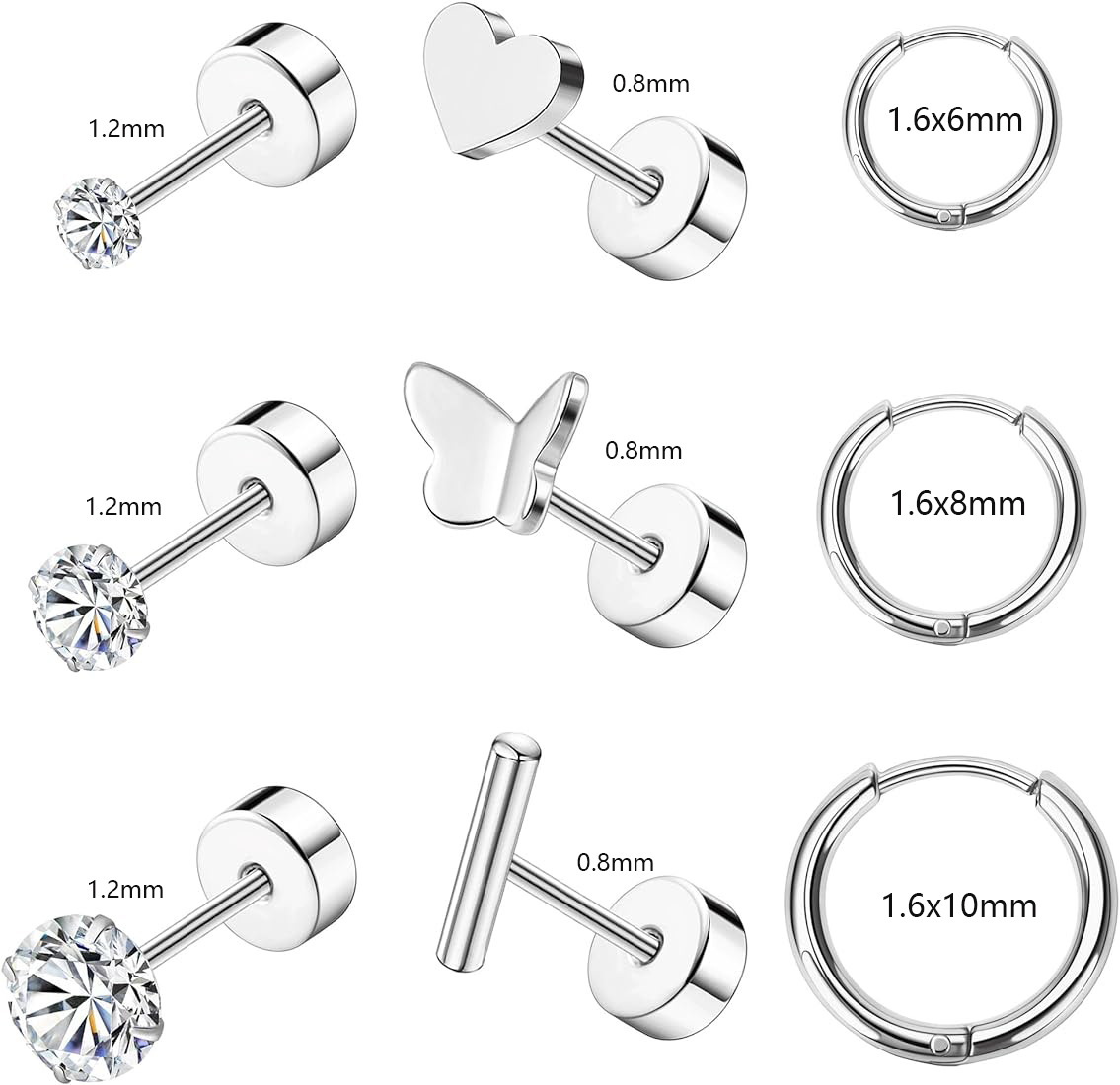 Pointed titanium steel lip stud product view