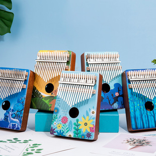 Cross-border painted thumb piano kalimba17 tone kalimba finger piano 21 tone girls fresh and lovely