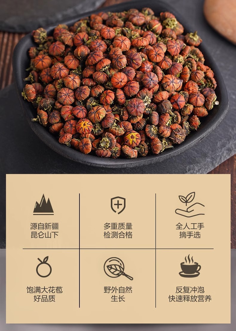 Snow Chrysanthemum Xue Tai Ju Herbal Tea 200g Can Dried Kunlun Snow Chrysanthemum Flowers for Daily Brewing quality and texture