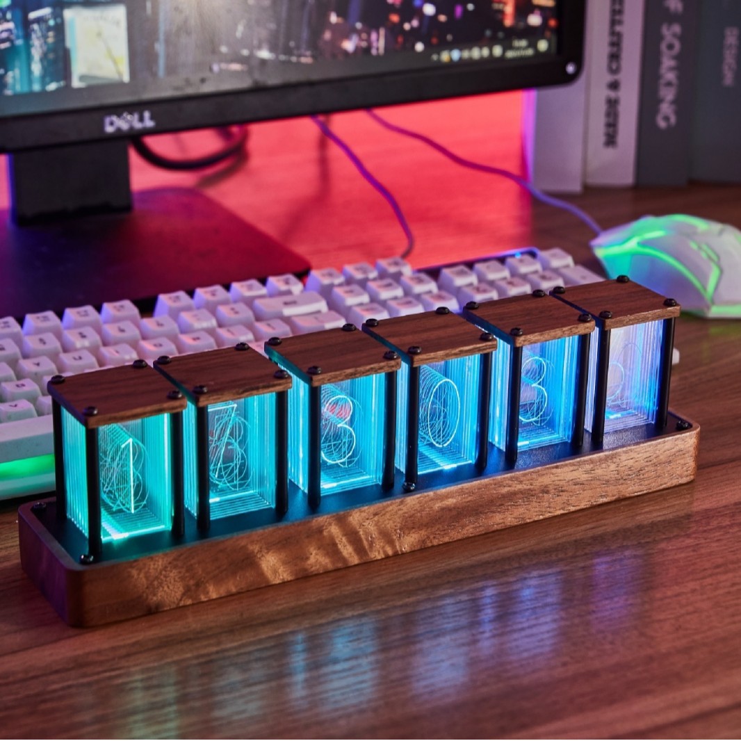 Reloj de tubo de resplandor Amazon Venta caliente reloj de escritorio cuasi tubo de resplandor reloj de montaje-libre creativo alarma reloj temporizador