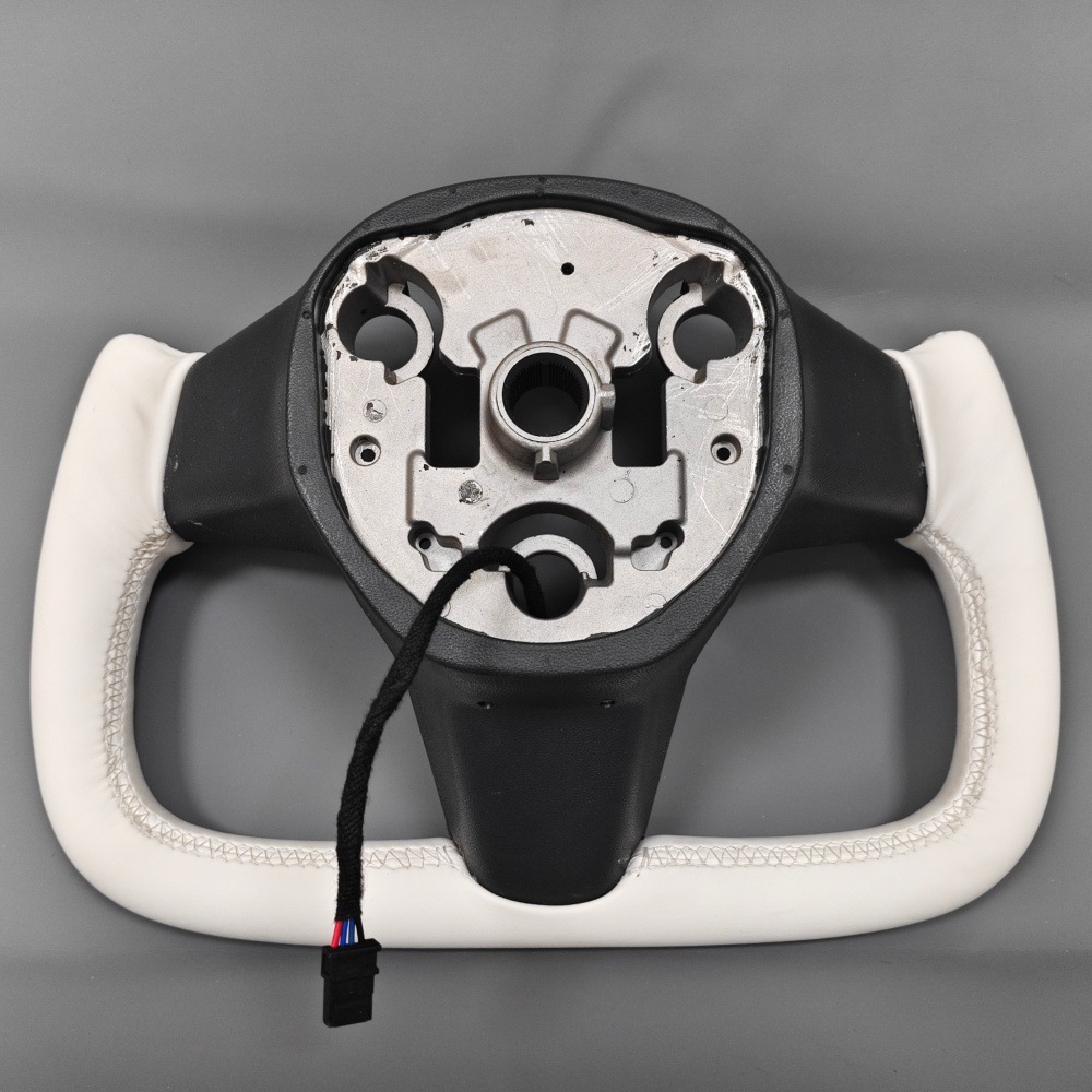 Suitable for Tesla Model 3/Y Nappa Leather Yoke Sports Square Integrated Heated Steering Wheel Frame Modification