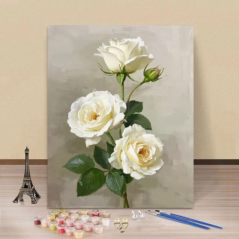 デジタル油絵 diy バラ手描き油絵癒しの花装飾絵画誕生日ギフト|undefined