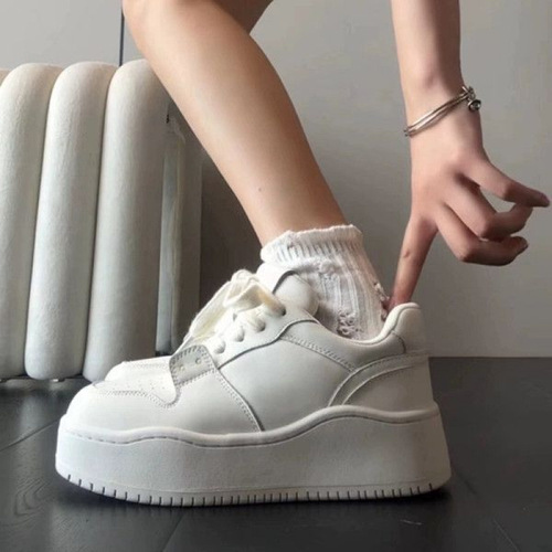 Daopama Thick Sole Height Increasing Versatile Breadboard Shoes for Women, Ins Trendy Summer Yellow Korean Style Casual Shoes