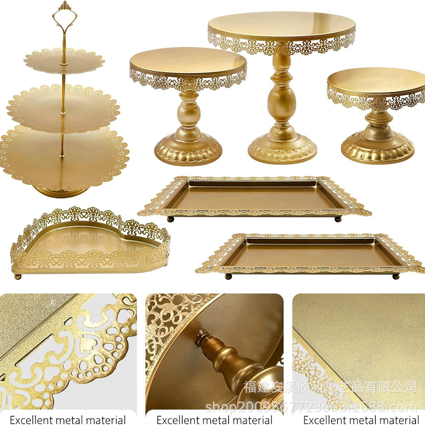 Estante de pastel europeo de hierro forjado conjunto de decoración de boda postres tienda de bocadillos estante de baile prop bandeja de pastel